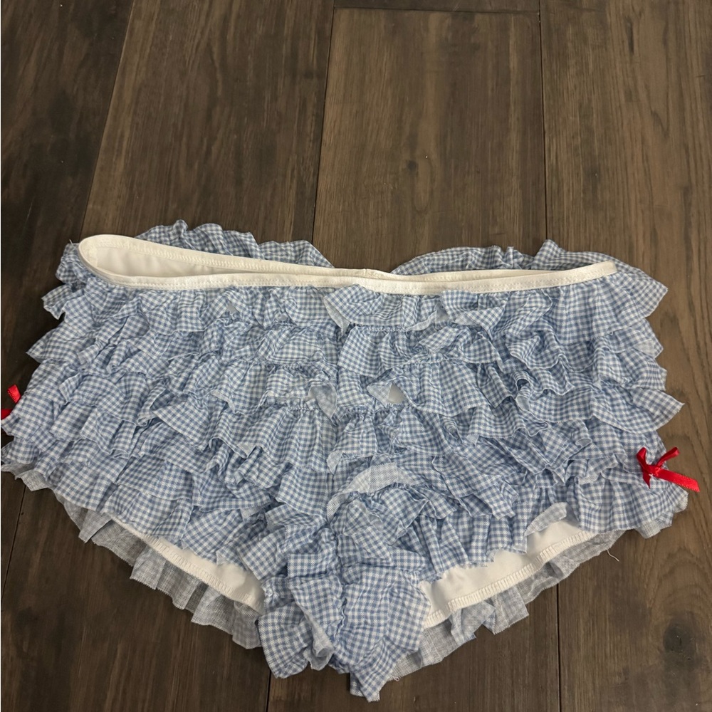 Windsor Blue Gingham Ruffle Shorts